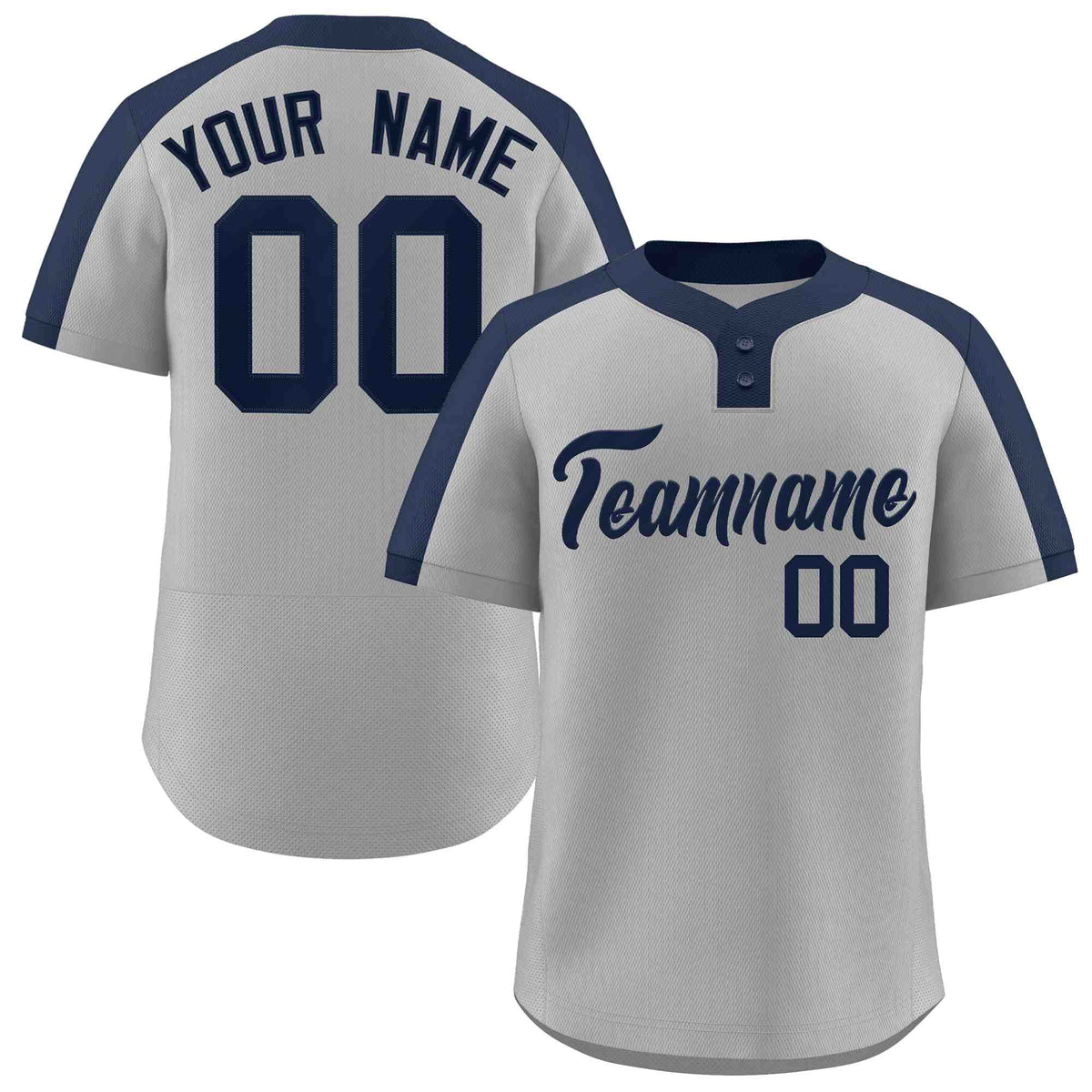 Custom Gray Navy Classic Style Authentic Two-Button Baseball Jersey