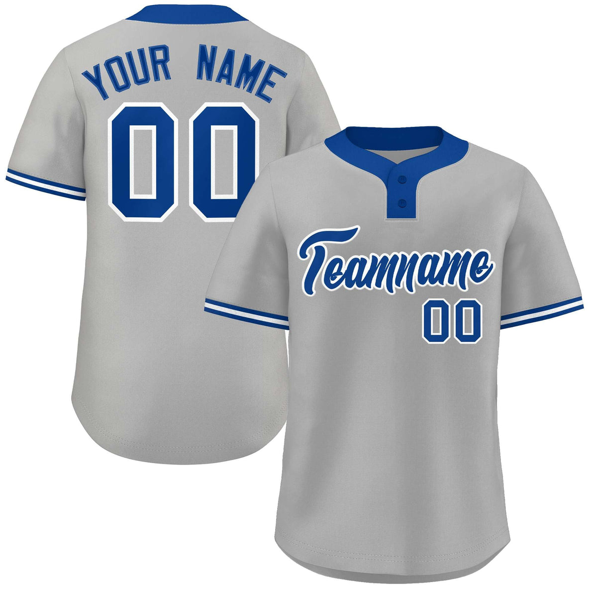 Custom Gray Royal-White Classic Style Authentic Two-Button Baseball Jersey