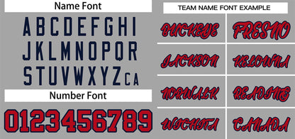 Custom Gray Red-Navy Classic Style Authentic Two-Button Baseball Jersey
