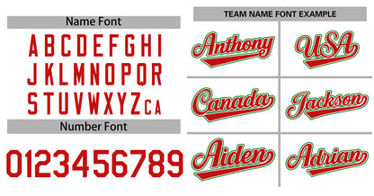 Custom White Red-Kelly Green Raglan Sleeves Authentic Baseball Jersey
