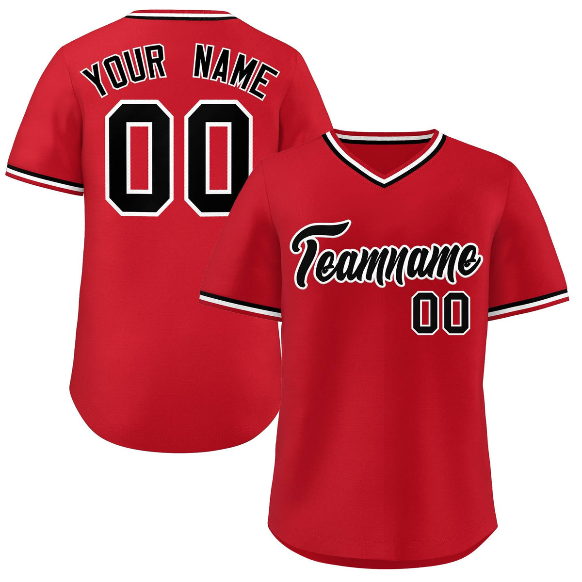 Custom Red Black-White Classic Style Outdoor Authentic Pullover Baseball Jersey