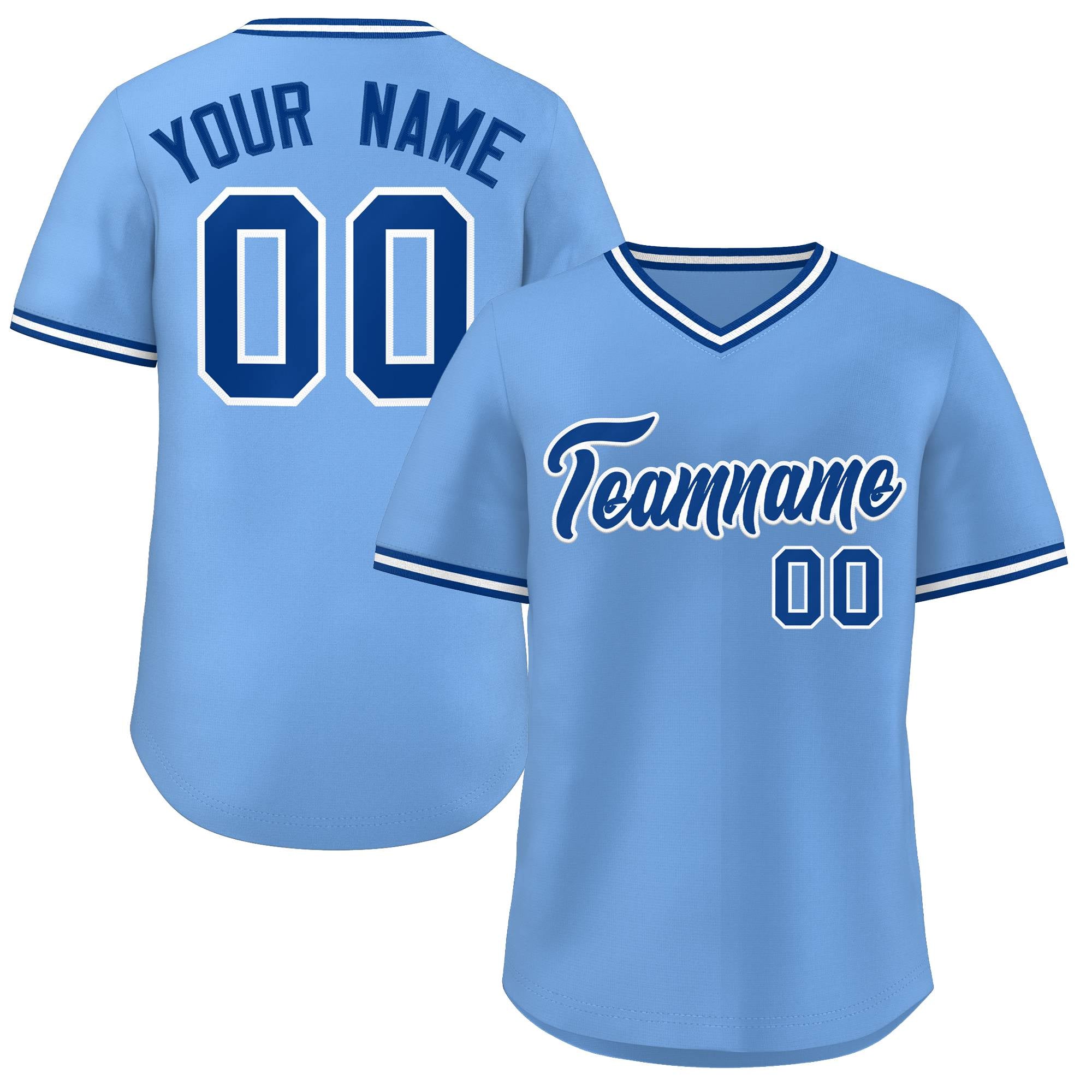 Custom Light Blue Royal-White Classic Style Outdoor Authentic Pullover Baseball Jersey