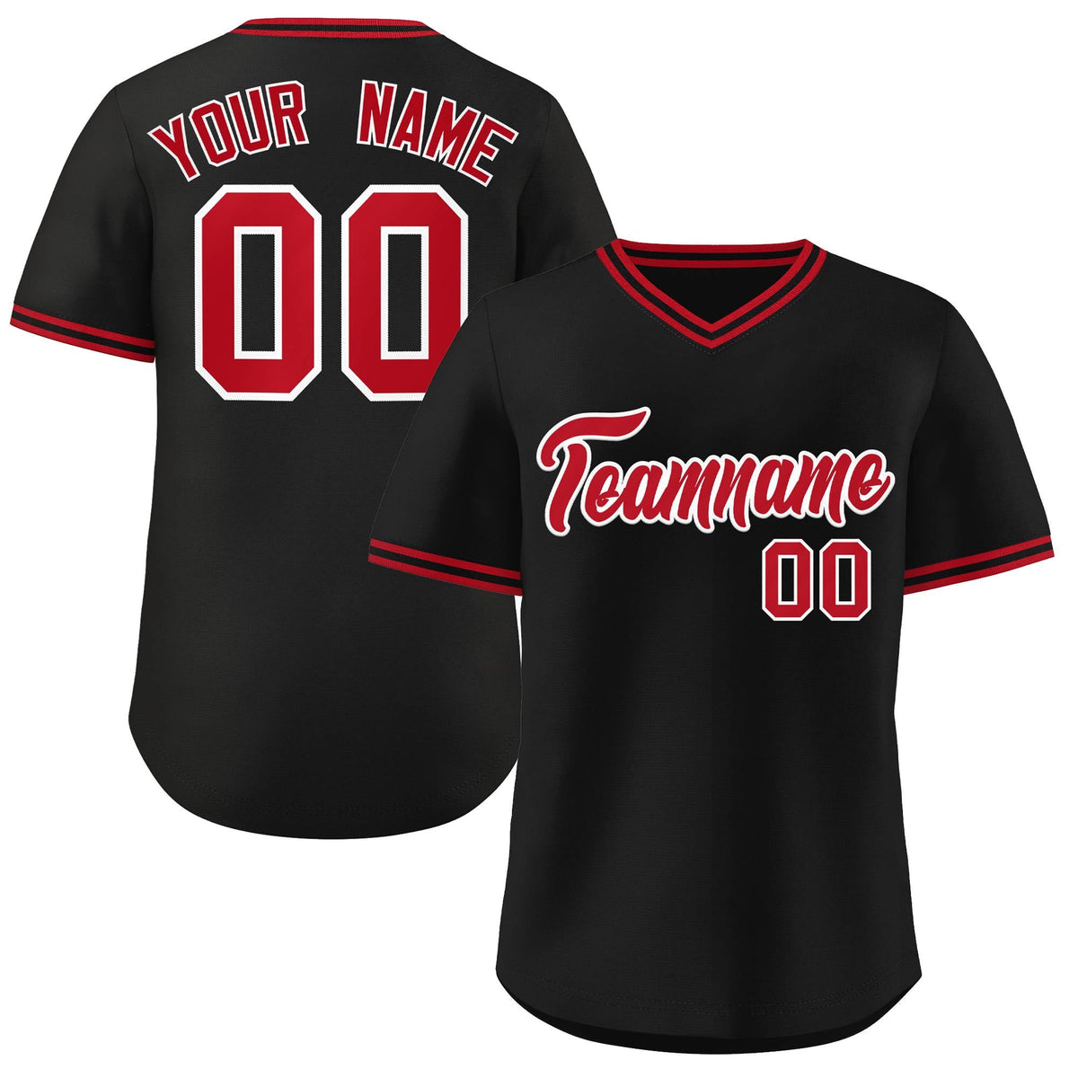 Custom Black Red-Black Classic Style Outdoor Authentic Pullover Baseball Jersey