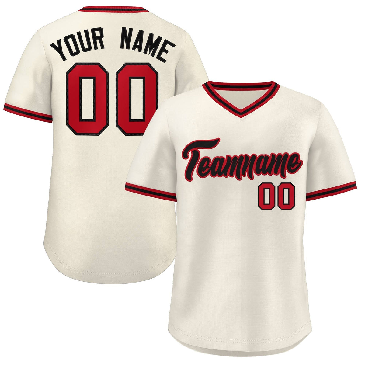 Custom Cream Red-Black Classic Style Outdoor Authentic Pullover Baseball Jersey