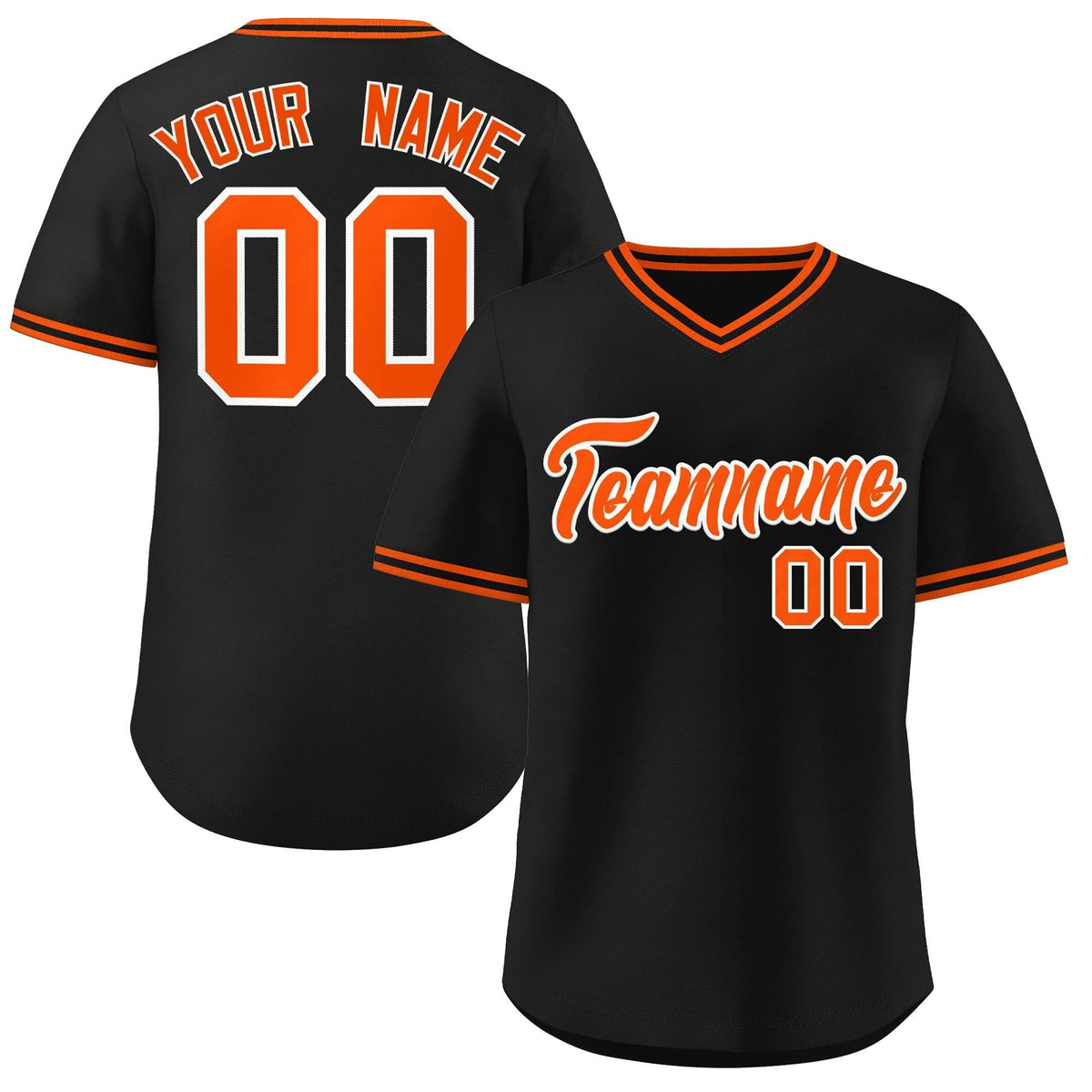 Custom Black Orange Classic Style Outdoor Authentic Pullover Baseball Jersey