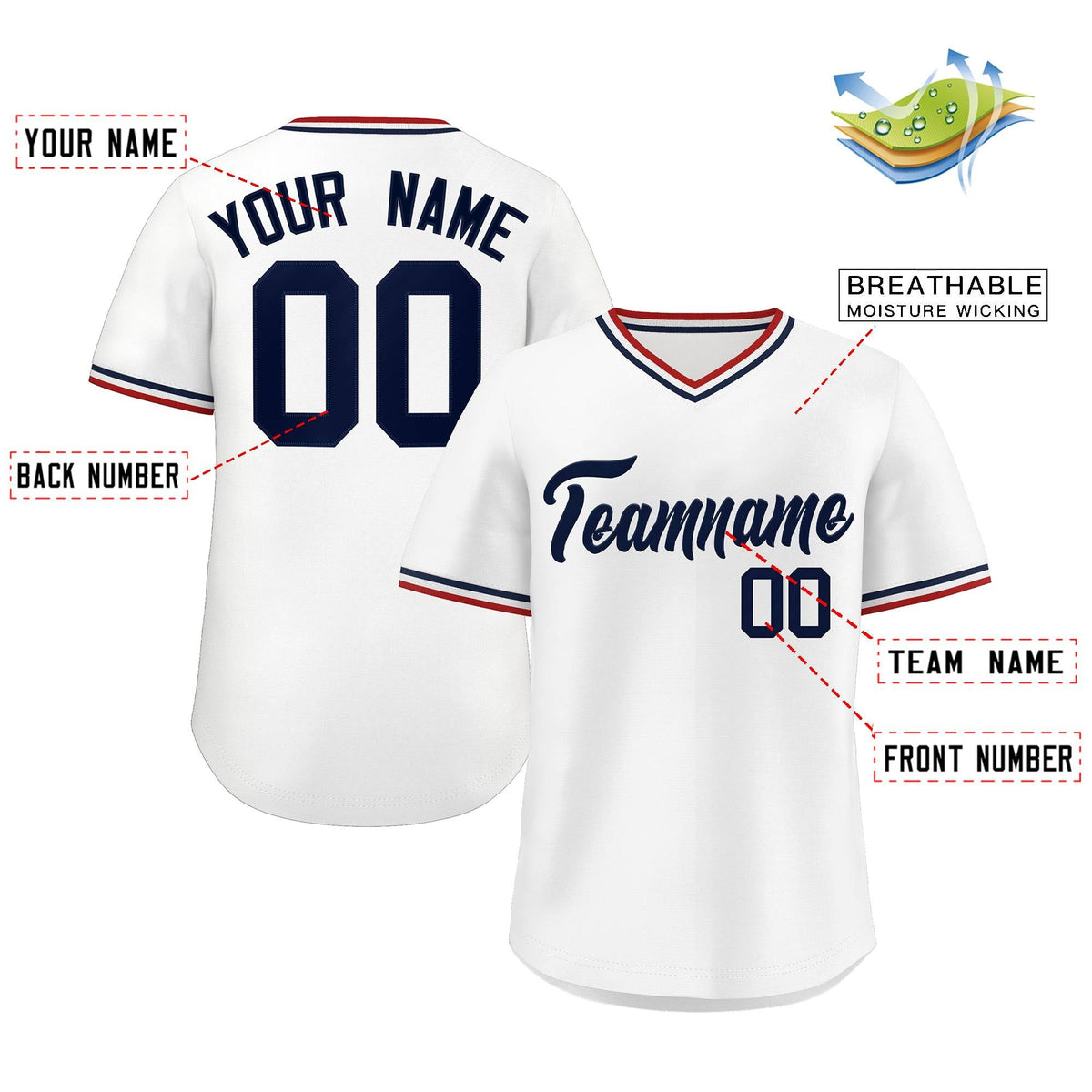 Custom White Classic Style Outdoor Authentic Pullover Baseball Jersey