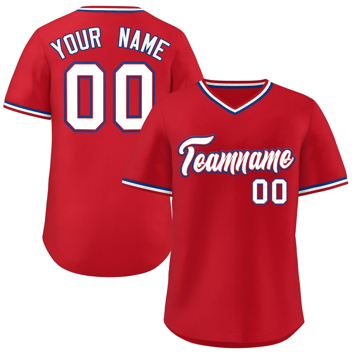 Custom Red White Classic Style Outdoor Authentic Pullover Baseball Jersey