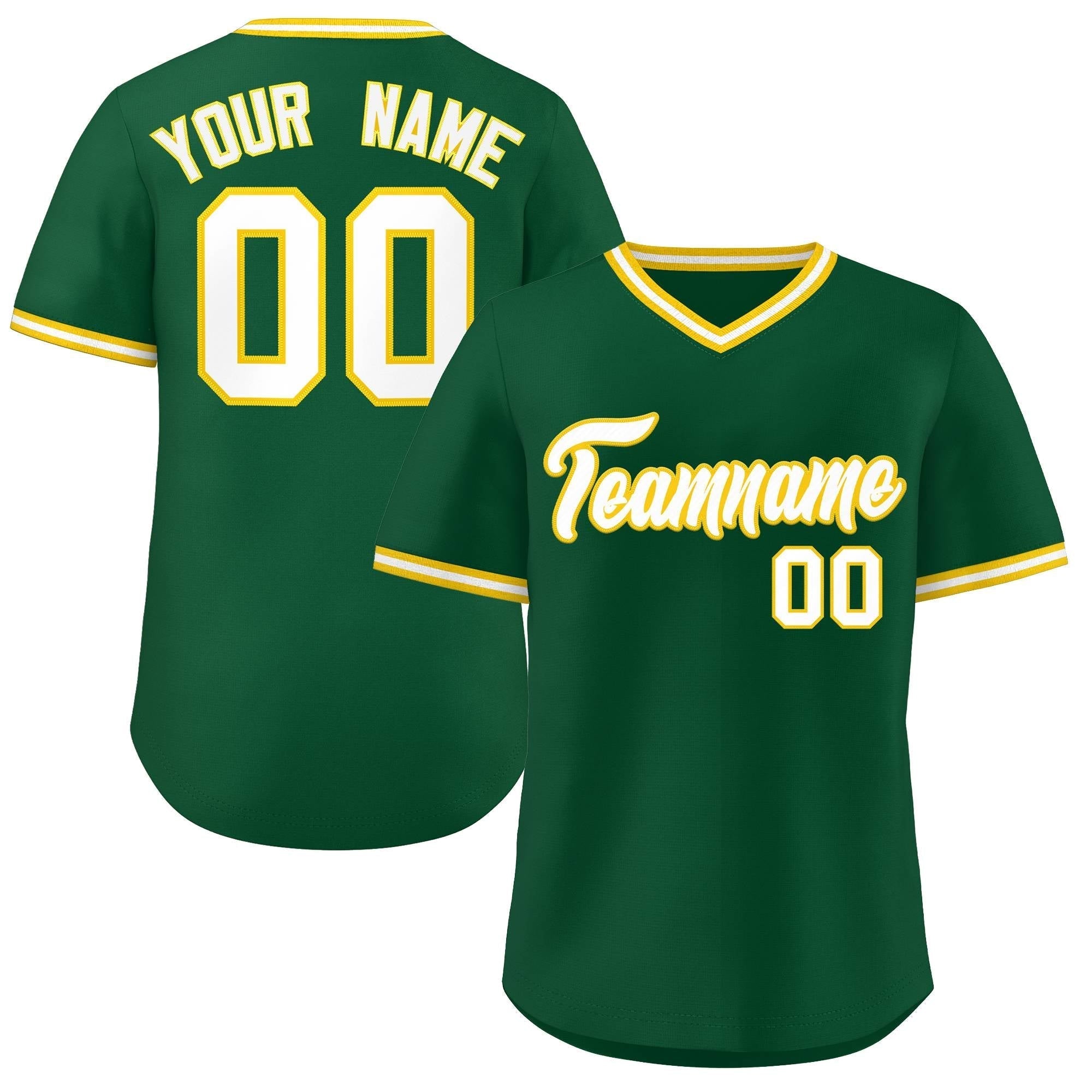 Custom Green White Classic Style Outdoor Authentic Pullover Baseball Jersey