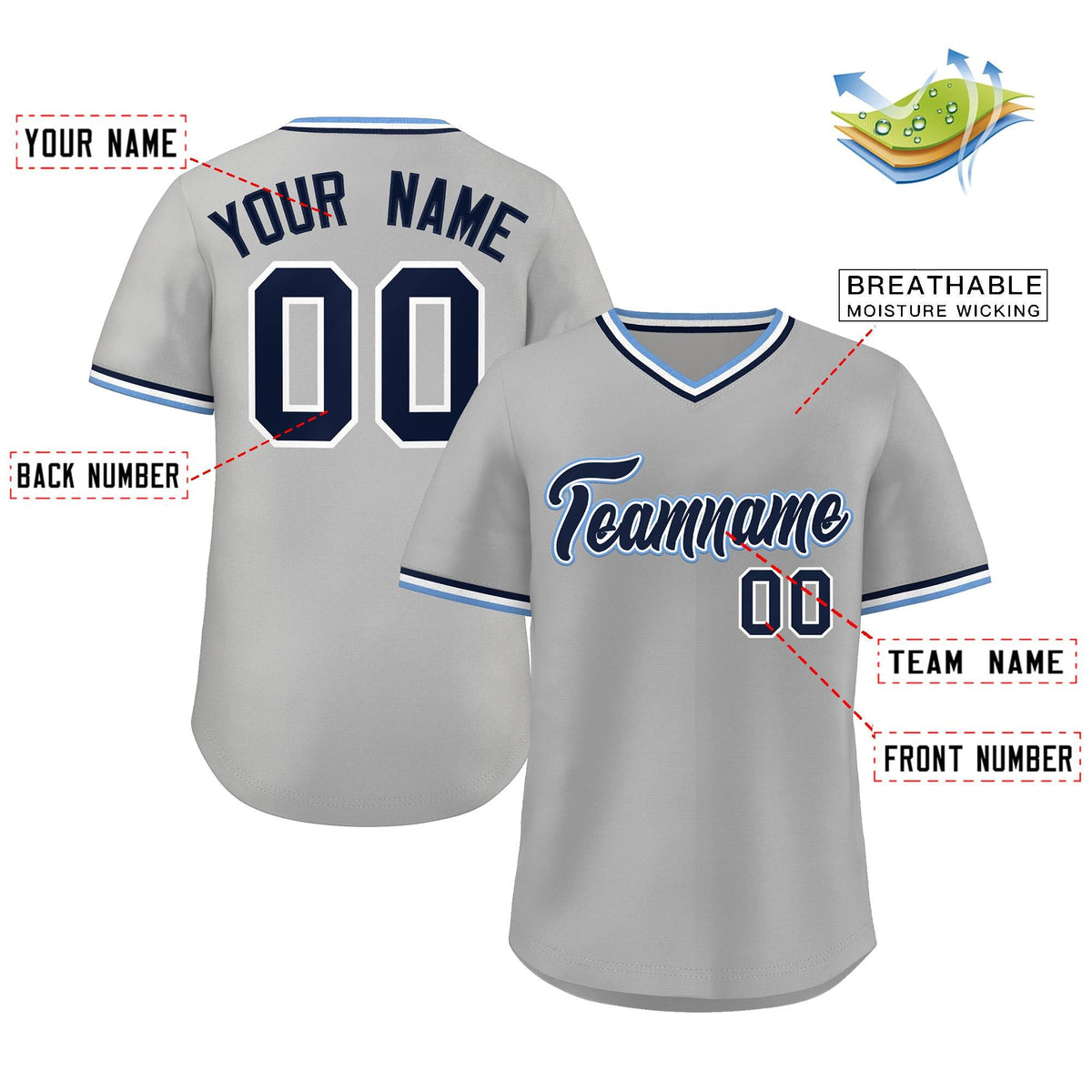 Custom Gray Royal Classic Style Outdoor Authentic Pullover Baseball Jersey