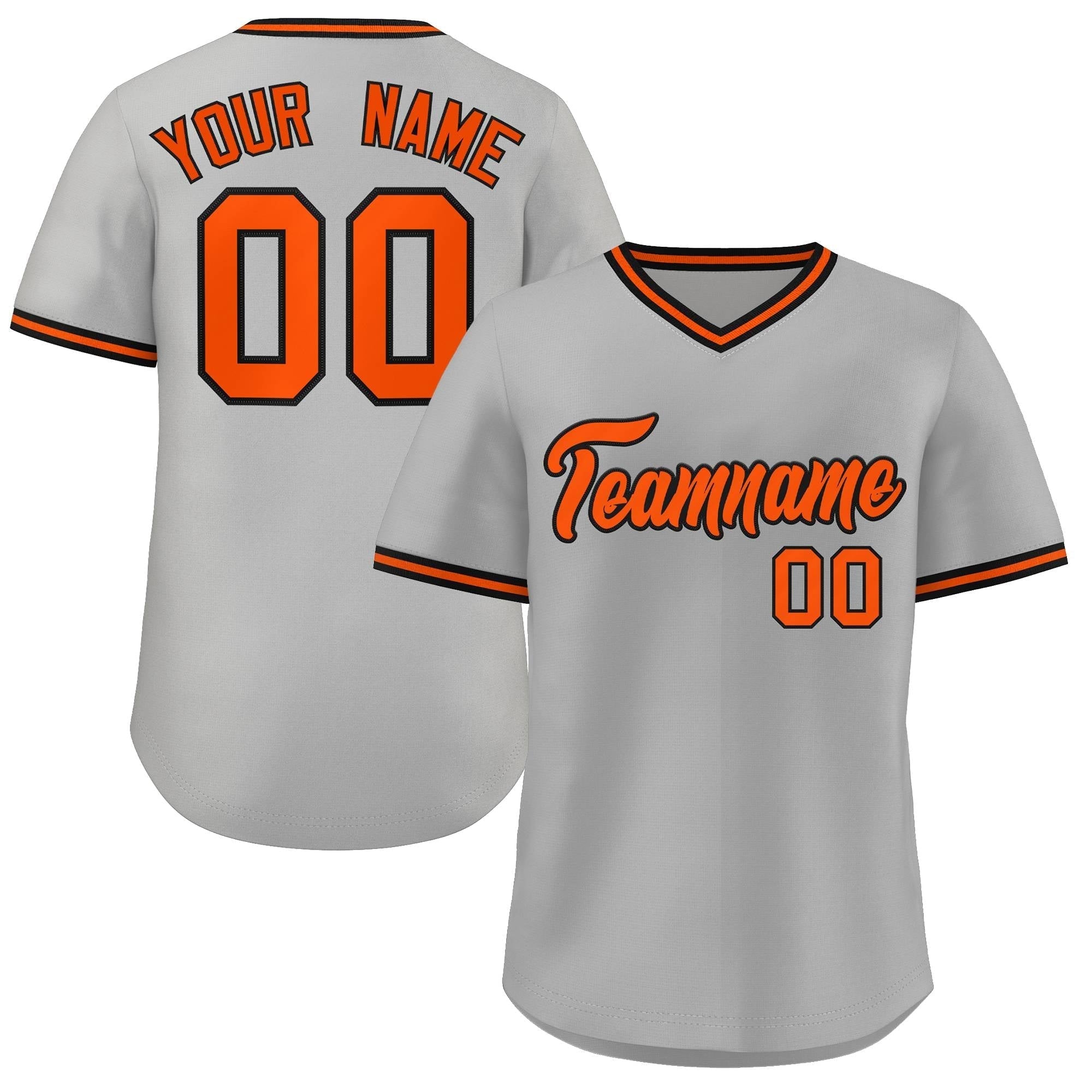 Custom Gray Orange Classic Style Outdoor Authentic Pullover Baseball Jersey