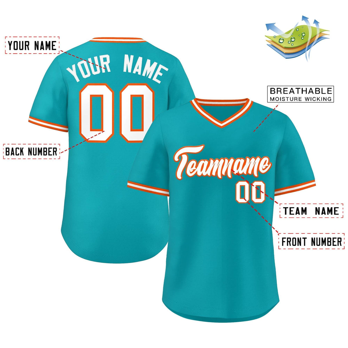 Custom Aqua Classic Style Outdoor Authentic Pullover Baseball Jersey