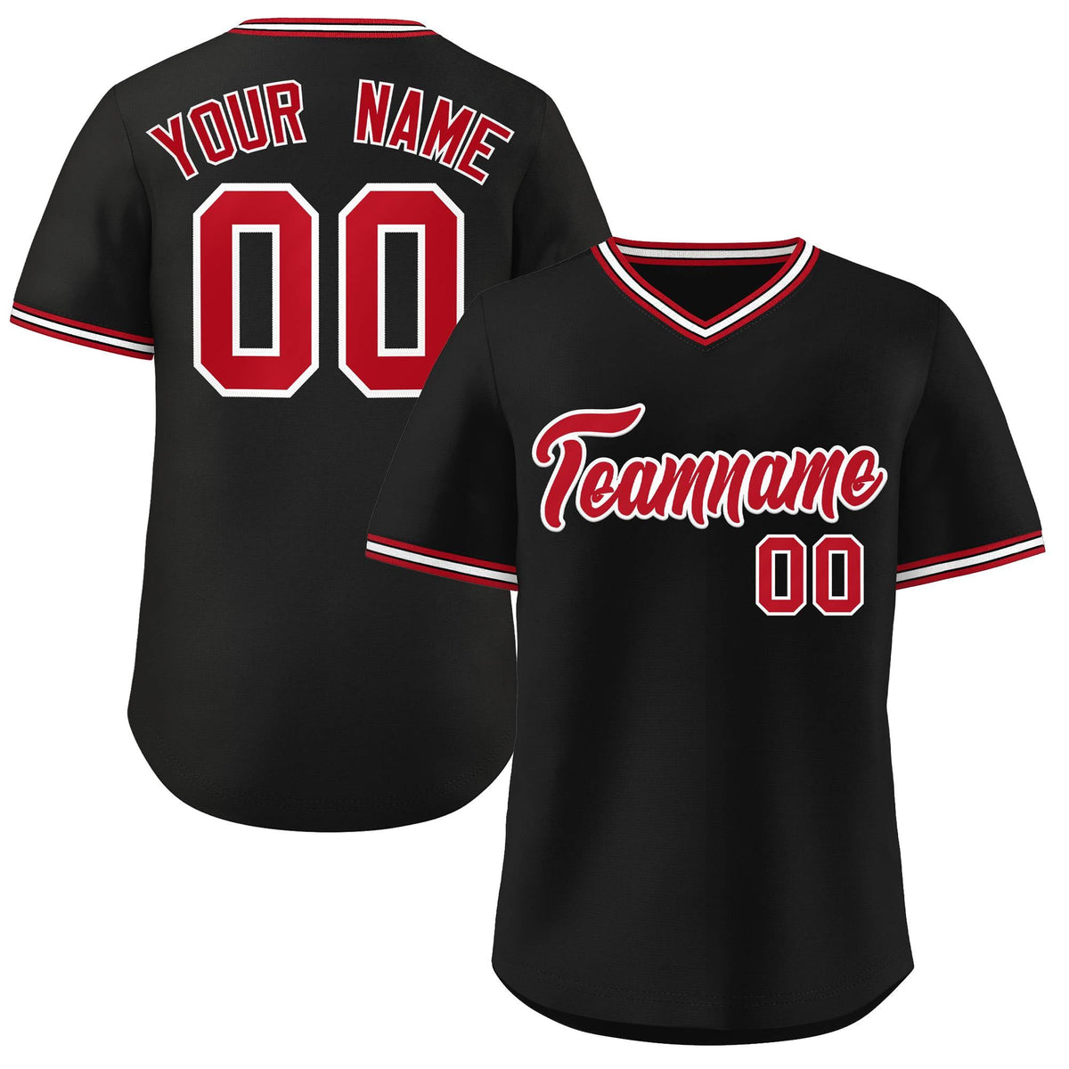 Custom Black Red-White Classic Style Outdoor Authentic Pullover Baseball Jersey