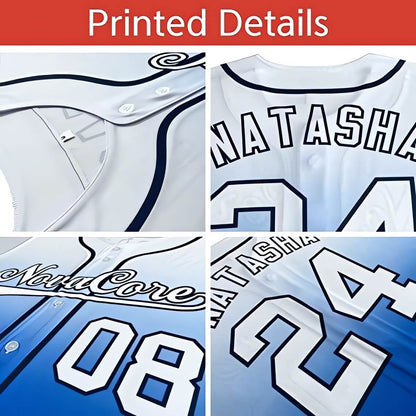 Custom Sky Blue Light Red Tiny Spot Gradient Fashion Authentic Baseball Jersey