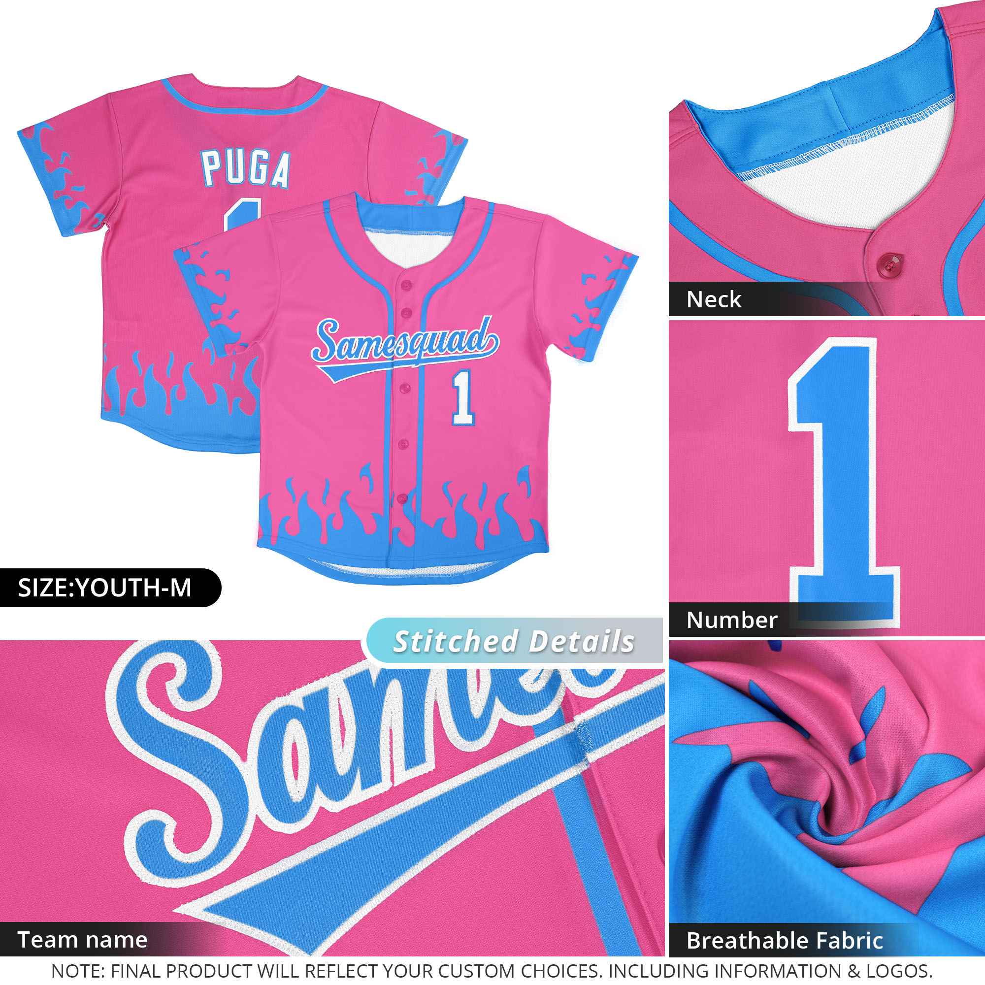 Custom Purple Gold Personalized Flame Graffiti Pattern Authentic Baseball Jersey