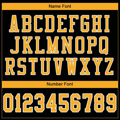 Custom Black Gold-White Classic Style Mesh Authentic Football Jersey