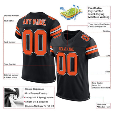Custom Black Orange-White Classic Style Mesh Authentic Football Jersey