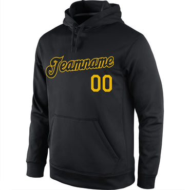 Custom Black Yellow Classic Style Pullover Sport Fashion Hoodie Uniform