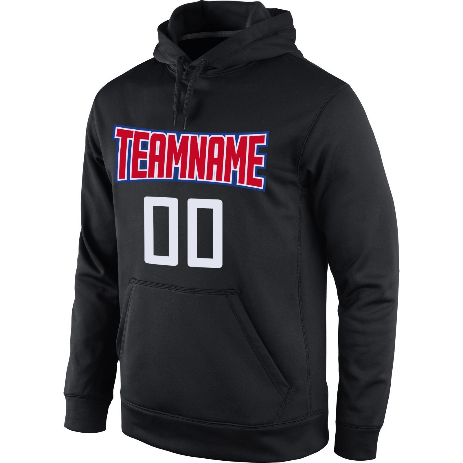 Custom Black Red-White Classic Style Uniform Pullover Fashion Hoodie