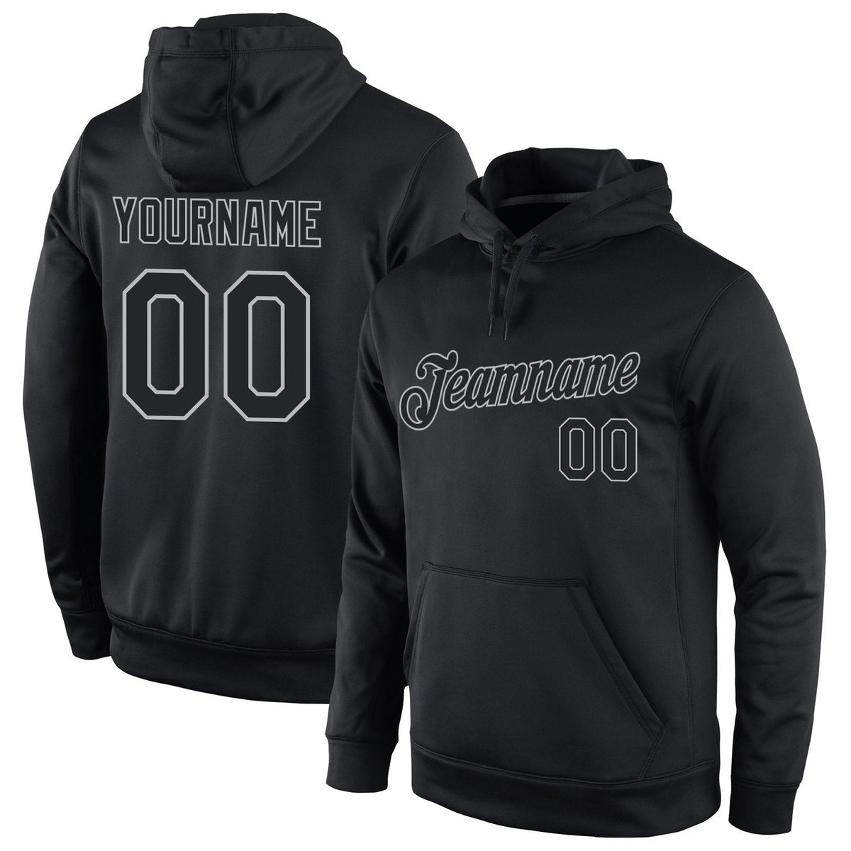 Custom Black Gray Sports Classic Style Uniform Pullover Fashion Hoodie