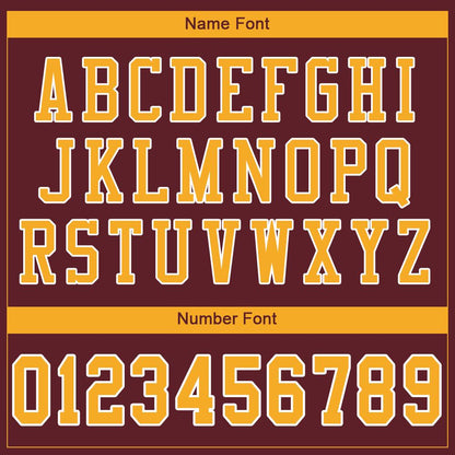 Custom Burgundy Gold-White Classic Style Mesh Authentic Football Jersey