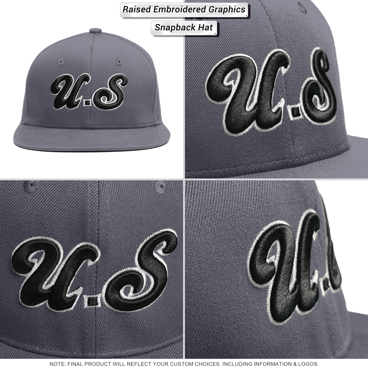 Custom Red Black-White 3D Puff Embroidery Flat Embroidery Curved Eaves Sport Design Baseball Cap
