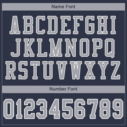 Custom Navy Gray-White Classic Style Mesh Authentic Football Jersey