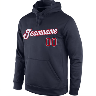Custom Navy Red-White Classic Style Uniform Pullover Fashion Hoodie