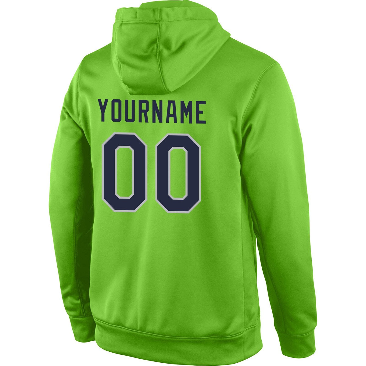 Custom Neon Green Navy-Gray Classic Style Uniform Pullover Fashion Hoodie