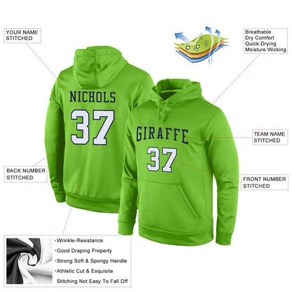 Custom Neon Green White-Navy Classic Style Uniform Pullover Fashion Hoodie