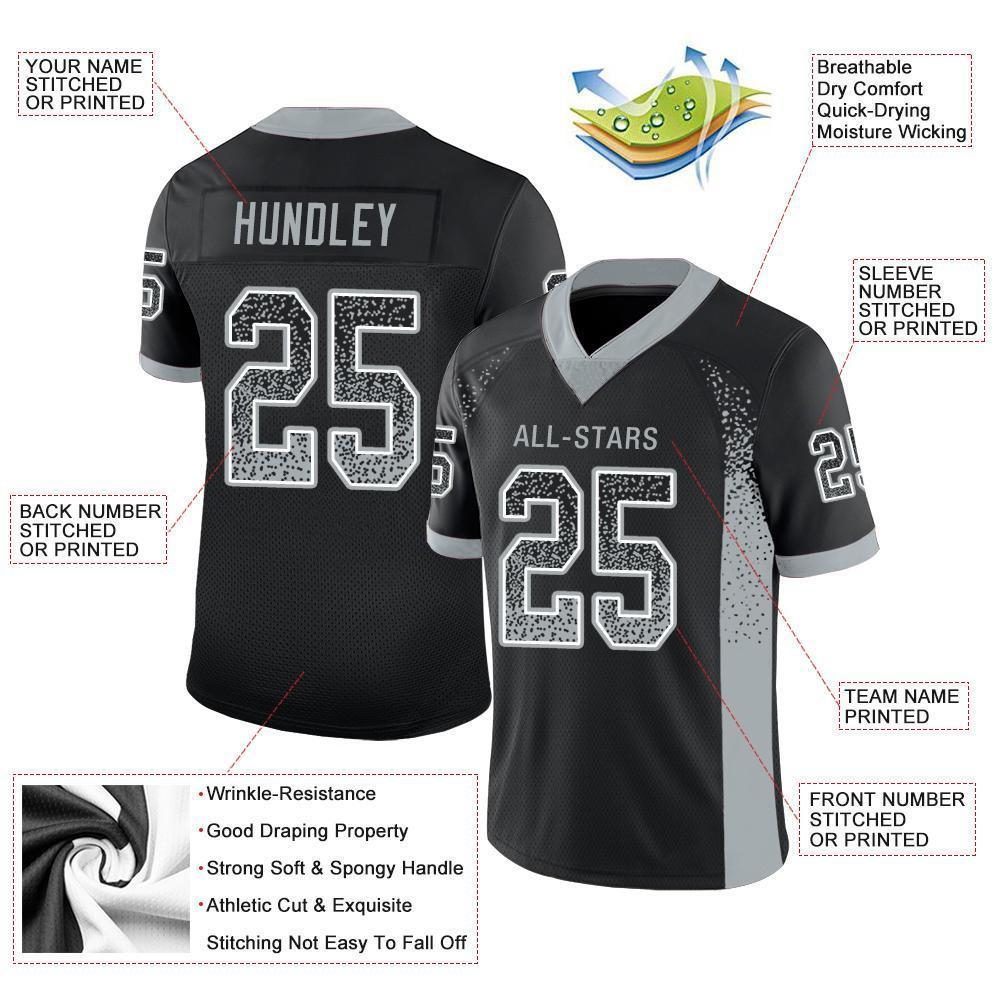 Custom Black Silver-White Drift Fashion Mesh Authentic Football Jersey