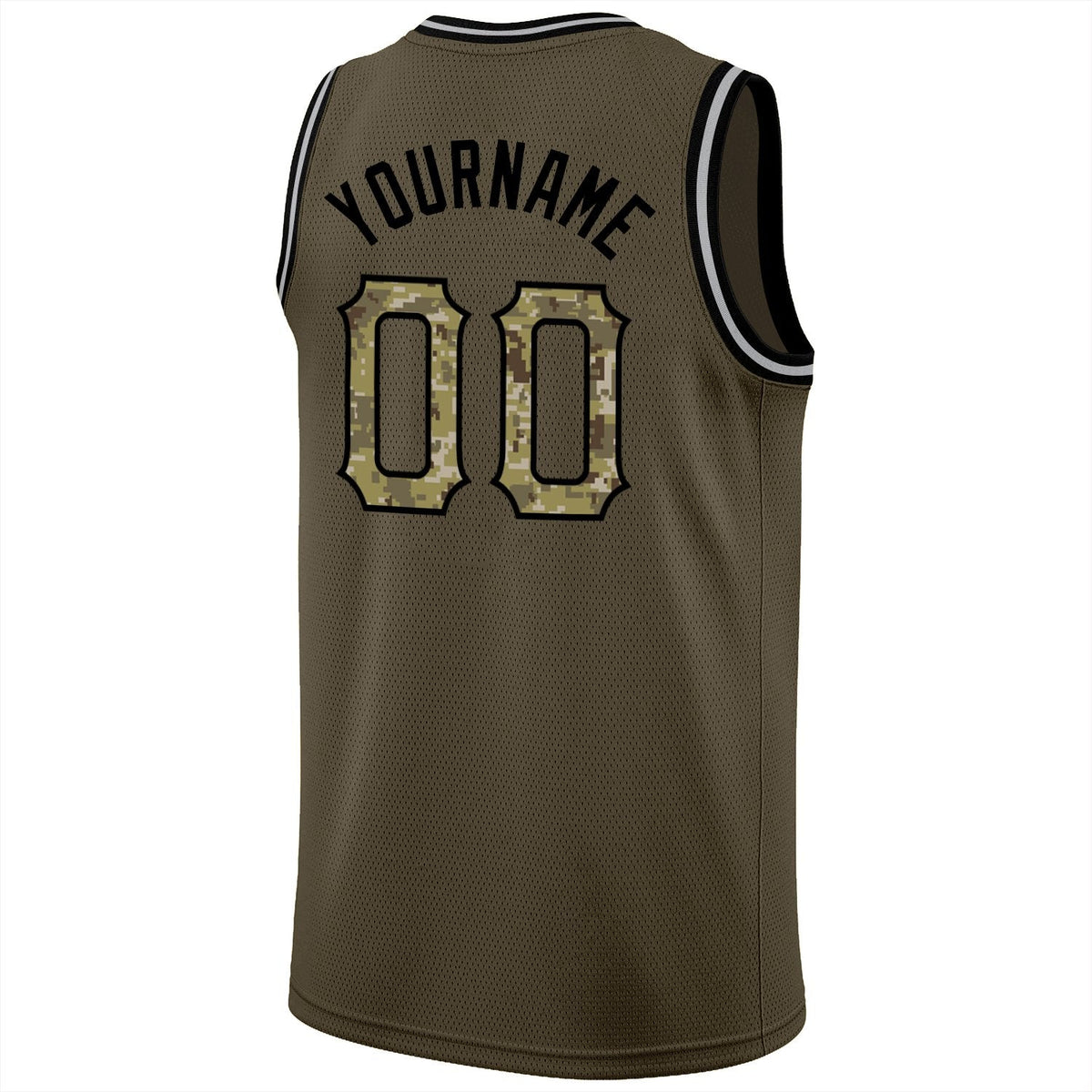 Custom Olive Camo-Black Classic Tops Athletic Basketball Jersey