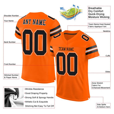 Custom Orange Black-White Classic Style Mesh Authentic Football Jersey