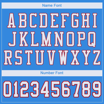 Custom Powder Blue White-Red Classic Style Mesh Authentic Football Jersey