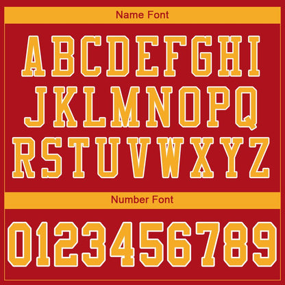 Custom Red Gold-White Classic Style Mesh Authentic Football Jersey