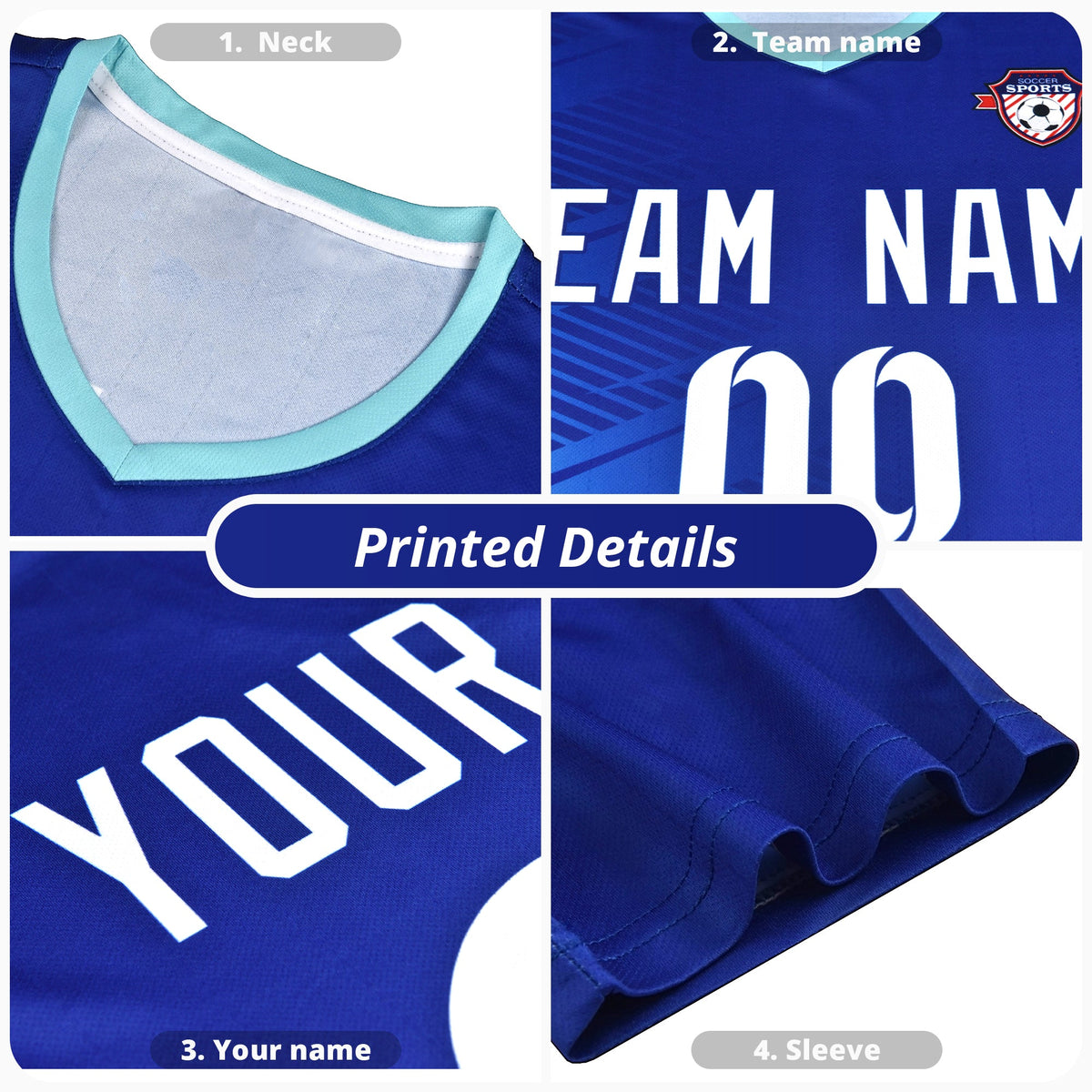 Custom Powder Blue Navy Color Block Training Uniform For Men Soccer Sets Jersey