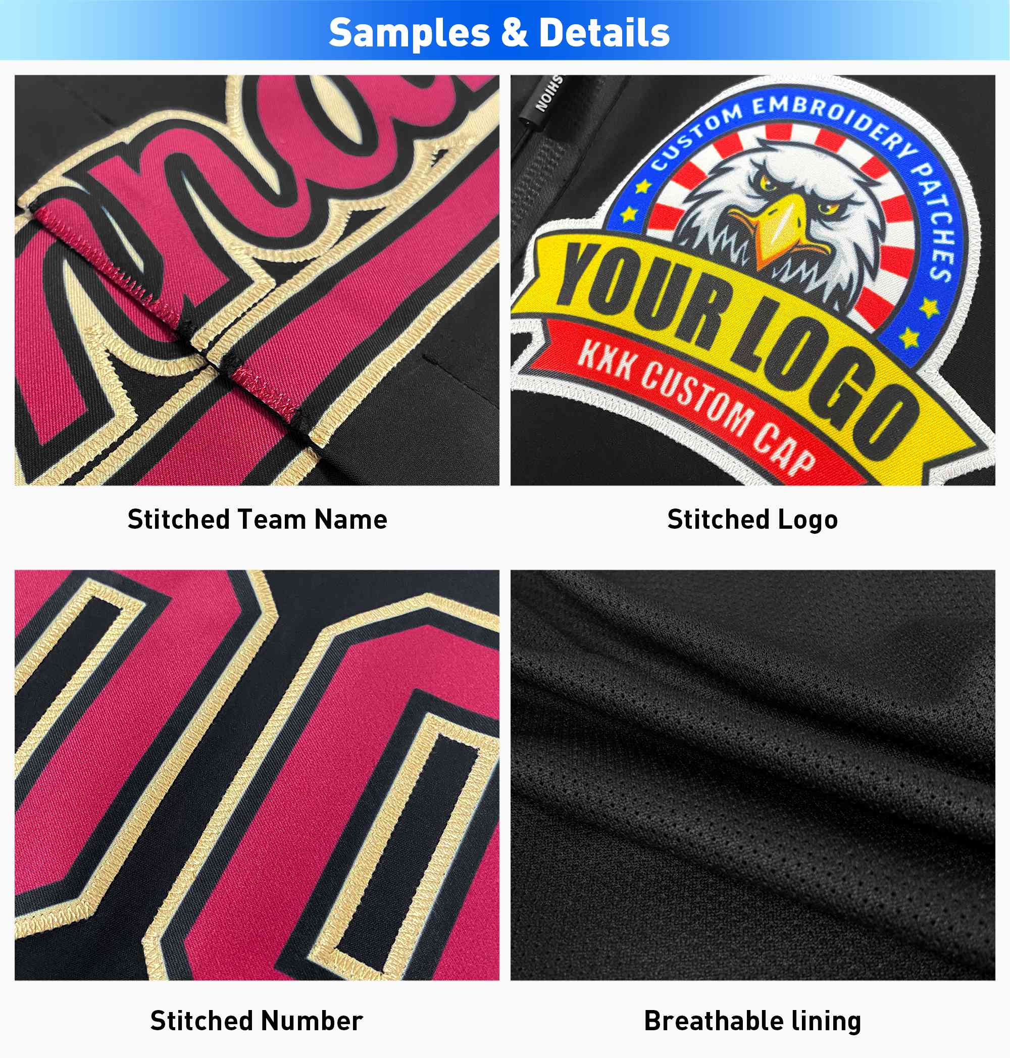 Custom Black Gold-White Classic Style Waterproof Jacket