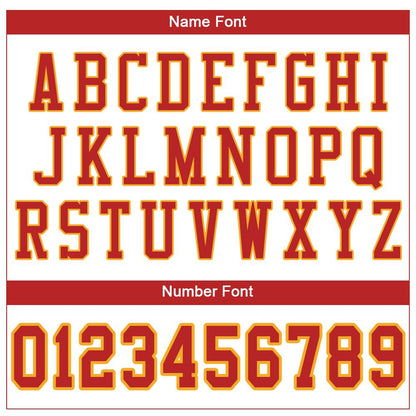 Custom White Scarlet-Gold Classic Style Mesh Authentic Football Jersey